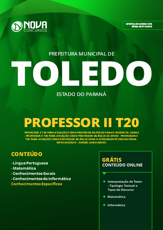 Apostila Pref De Toledo PR 2019 Professor II T20