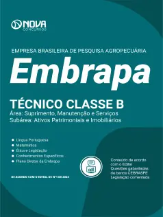 Apostila EMBRAPA em PDF 2025 - Técnico Classe B - Área: Suprimento, Manutenção e Serviços – Subárea: Ativos Patrimoniais e Imobiliários