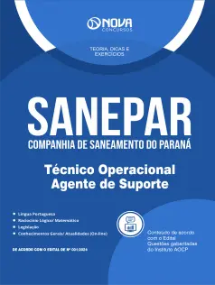 Apostila SANEPAR em PDF 2024 - Técnico Operacional - Agente de Suporte