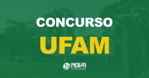 Fachada da Universidade Federal do Amazonas. Texto sobre a imagem Concurso UFAM