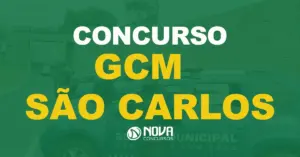 Guardas Municipais parados numa avenida em São Carlos, SP. Texto sobre a imagem Concurso GCM São Paulo