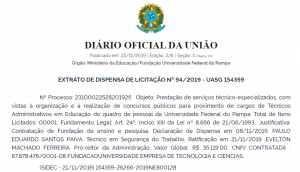 Unipampa dispensa licitação