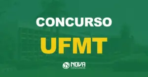 Prédio da Universidade Federal do Mato Grosso. Edifício imponente com listras amarelas e marrons. Concurso UFMT