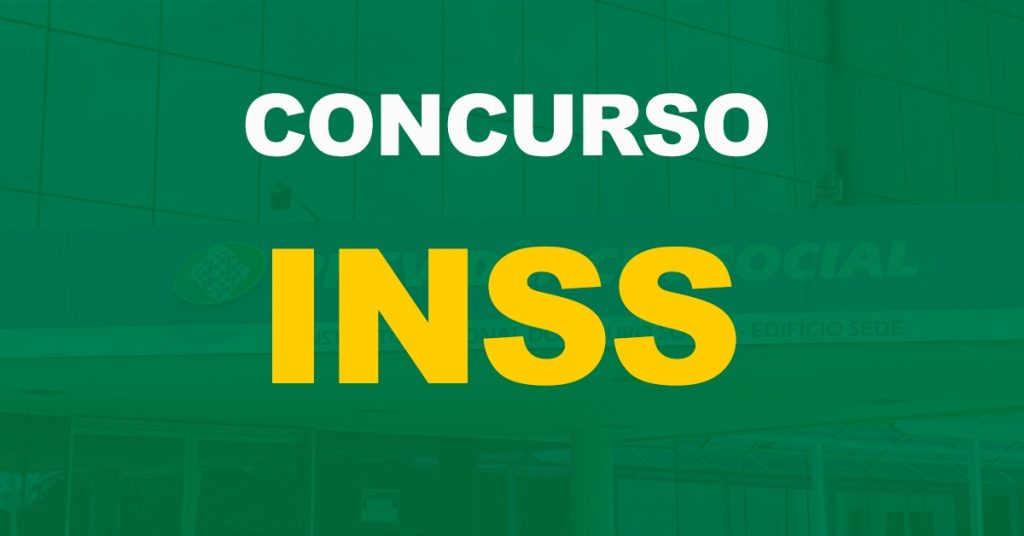 fachada do instituto nacional do seguro social com texto sobre a imagem escrito concurso inss