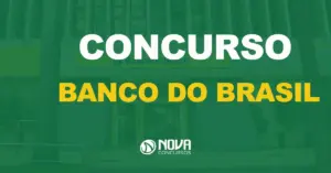 O que cai na prova do concurso Banco do Brasil? Fundo verde, fachada amarela agência bancário Banco do Brasil.