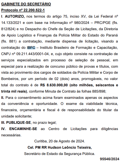 IBFC é a banca do concurso Bombeiros PR!