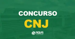 Sede do Conselho Nacional de Justiça em Brasília, Distrito Federal. Texto sobre a imagem Concurso CNJ