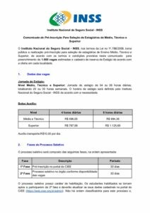 INSS Comunicado de pre inscricao pdf