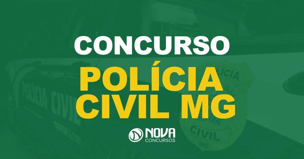 Viatura da polícia civil minas gerais em destaque com texto sobre a imagem Concurso Polícia Civil MG