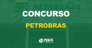 fachada do edifício sede da petrobras com texto sobre a imagem escrito concurso Petrobras