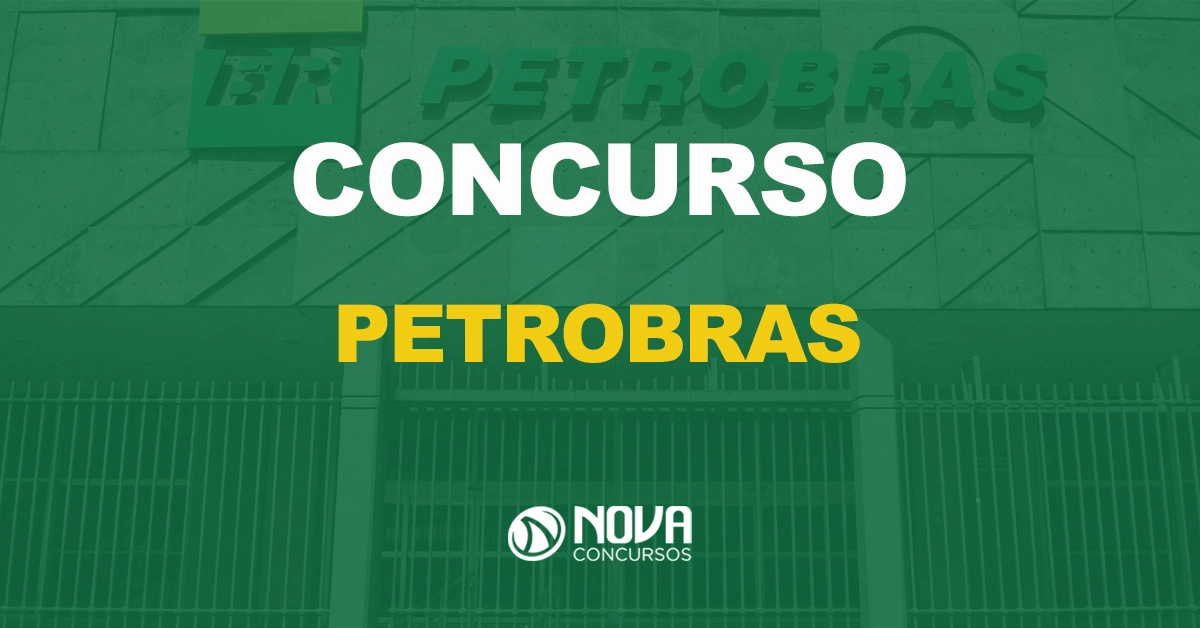 fachada do edifício sede da petrobras com texto sobre a imagem escrito concurso Petrobras