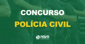 policiais em fila com farda e munição com texto sobre a imagem escrito concurso polícia civil