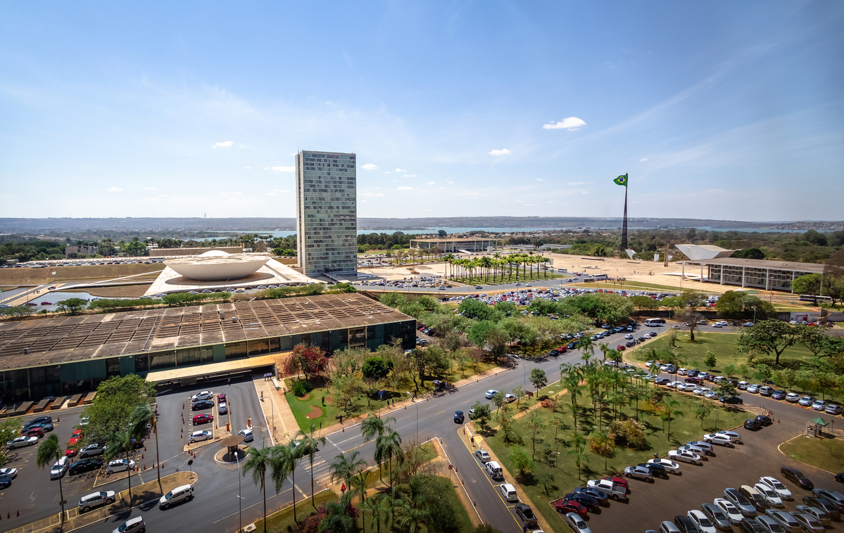 Imagem mostra vista aérea de Brasília, no Distrito Federal, capital do Brasil