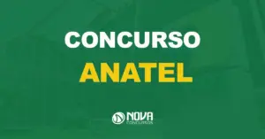 fachada da agência nacional de telecomunicações com texto sobre a imagem escrito concurso anatel