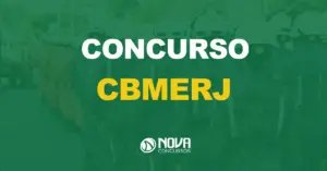 corpo de bombeiros do rio de janeiro uniformizados e enfileirados com texto sobre a imagem escrito concurso cbmerj