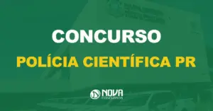 edifício sede da polícia científica do paraná, em curitiba, com texto sobre a imagem escrito concurso polícia científica pr