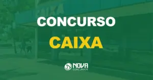 fachada da agência bancária da caixa com texto sobre a imagem escrito concurso caixa