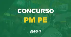 policiais militares de Pernambuco enfileirados com texto sobre a imagem escrito concurso PM PE