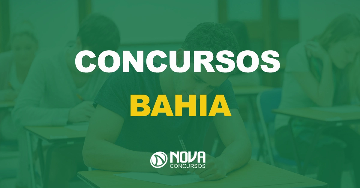 pessoas fazendo exame em sala de aula com texto sobre a imagem escrito concursos bahia (BA)