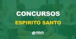 pessoas fazendo exame em sala de aula com texto sobre a imagem escrito concursos espirito santo (es)