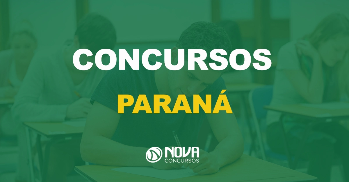 pessoas fazendo exame em sala de aula com texto sobre a imagem escrito concursos Paraná (PR)