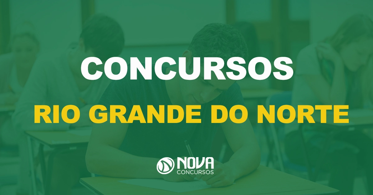 pessoas fazendo exame em sala de aula com texto sobre a imagem escrito concursos rio grande do norte (RN)