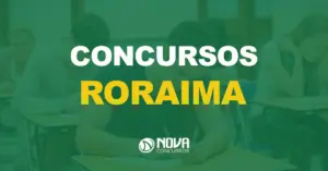 pessoas fazendo exame em sala de aula com texto sobre a imagem escrito concursos roraima