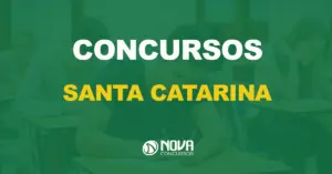 pessoas fazendo prova em sala de exame com texto sobre a imagem escrito concursos santa catarina