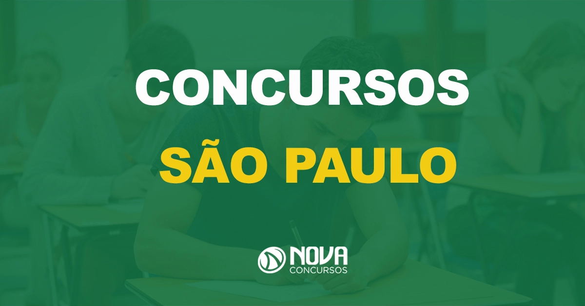 pessoas fazendo exame em sala de aula com texto sobre a imagem escrito concursos são paulo (sp)