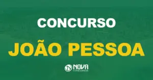 Vista área da cidade de João Pessoa, com parte da praia. Texto sobre a imagem Concurso Prefeitura de João Pessoa