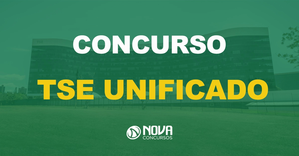 sede do tribunal superior eleitoral em Brasília/DF, com texto a direita escrito concurso tse unificado