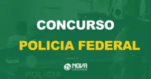 visão lateral do carro da polícia federal com texto sobre a imagem escrito concurso polícia federal