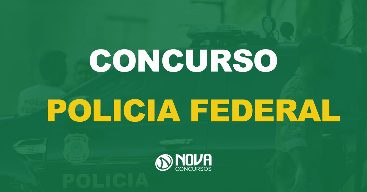 visão lateral do carro da polícia federal com texto sobre a imagem escrito concurso polícia federal