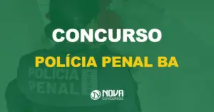 policial penal do sexo feminino agachada com texto sobre a imagem escrito concurso polícia penal bahia