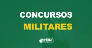 militar segurando a bandeira do brasil em montanha com texto sobre imagem escrito concursos militares