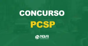 carros de policia em movimento na pista com texto sobre a imagem escrito concurso pcsp