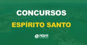 visão aérea do estado do espirito santo com texto sobre a imagem escrito concursos es