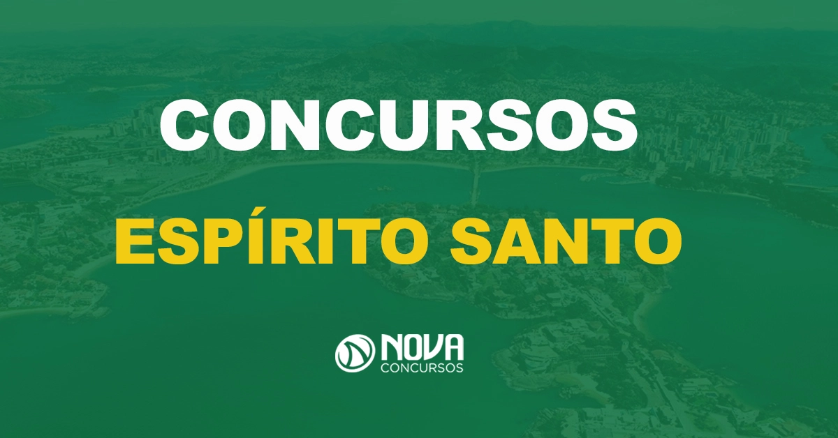 visão aérea do estado do espirito santo com texto sobre a imagem escrito concursos es