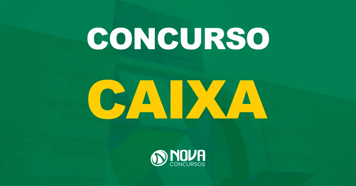 fachada do prédio de uma das agências da Caixa Econômica espalhadas pelo Brasil com texto sobre a imagem Concurso Caixa