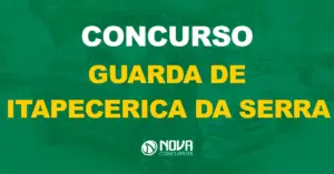 Guarda Civil Municipal uniformizado e com arma em frente a viatura da corporação / Texto sobre a imagem concurso Guarda de Itapecerica da Serra