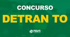 Agentes do Departamento de Trânsito do Tocantins perfilados e uniformizados em frente a uma viatura / Texto sobre a imagem Concurso Detran TO