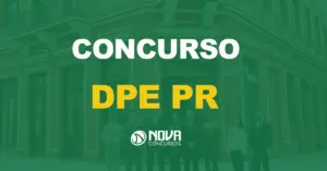 funcionários na frente da defensoria pública do estado do paraná com texto sobre a imagem escrito concurso dpe pr