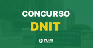 fachada do Departamento Nacional de Infraestrutura de Transportes com texto sobre a imagem escrito concurso dnit