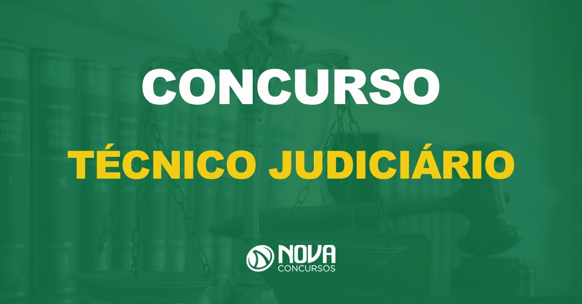 balança de justiça com texto sobre a imagem escrito concurso técnico judiciário