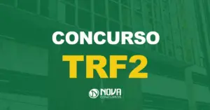 Fachada do Tribunal Regional Federal da 2ª Região. Texto sobre a imagem Concurso TRF2