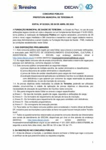 edital fms teresina administrativa 1 pdf