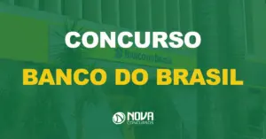 fachada da agência bancária banco do brasil com texto sobre a imagem escrito concurso banco do brasil