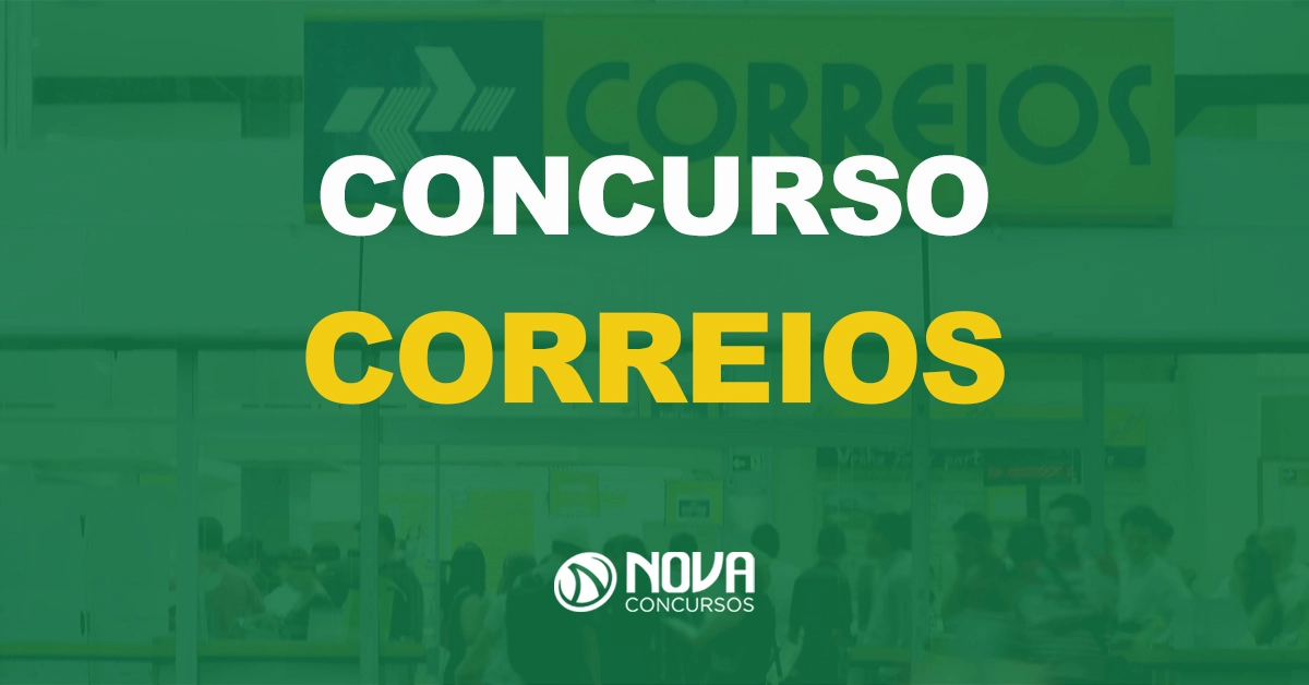 fachada da agência dos correios com texto sobre a imagem escrito concurso Correios