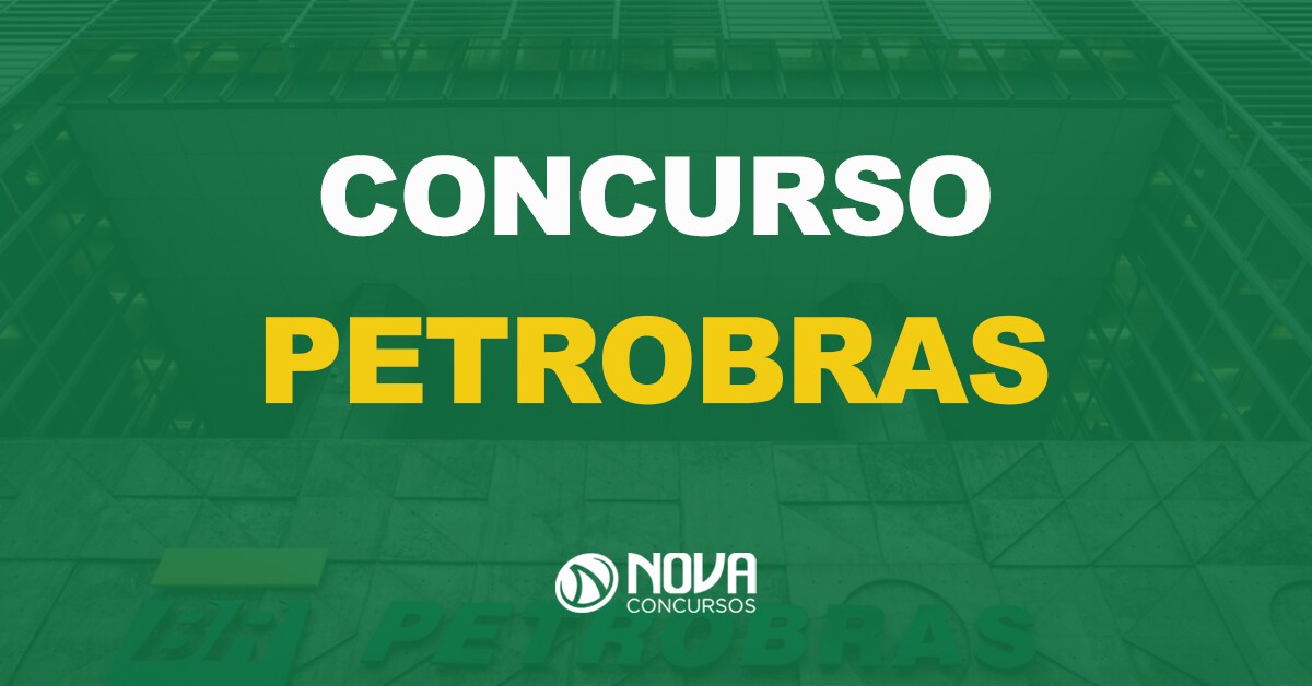 fachada do edifício sede da petrobras com texto sobre a imagem escrito concurso Petrobras