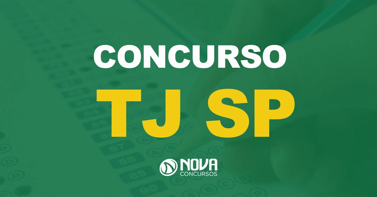 Mão de estudante preenchendo folha de gabarito com texto sobre a imagem Concurso TJ SP